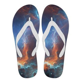 Blue Geomagnetic Storm Galaxy Space Print Men & Women Flip Flops | Newhawaiianshirts