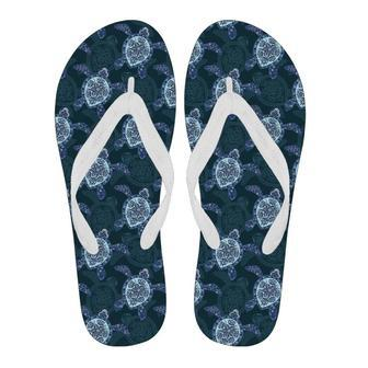 Blue Hawaiian Sea Turtle Pattern Print Men & Women Flip Flops | Newhawaiianshirts DE