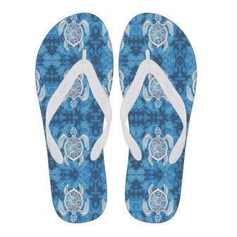 Blue Hawaiian Shark Sea Turtle Pattern Print Men & Women Flip Flops | Newhawaiianshirts