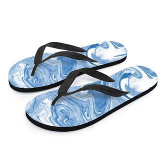 Blue Liquid Marble Men's Flip Flops | Newhawaiianshirts DE