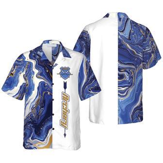 Blue Marble And Gold Archery Hawaiian Shirt, Idea Gift for Archer Sport Lovers, Archery Hawaiian Shirt | Newhawaiianshirts