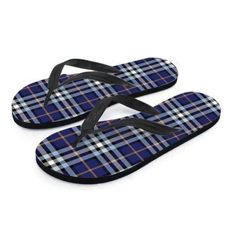 Blue Navy Plaid Tartan Men's Flip Flops | Newhawaiianshirts