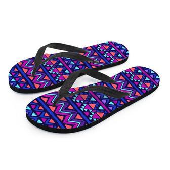 Blue Neon Color Indian Aztec Men's Flip Flops | Newhawaiianshirts DE