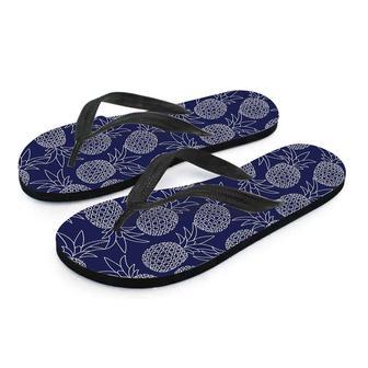 Blue Pine Pineapple Print Men's Flip Flops | Newhawaiianshirts UK