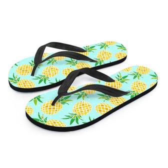 Blue Pineapple Print Men's Flip Flops | Newhawaiianshirts AU