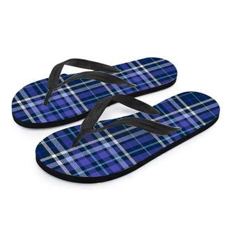 Blue Plaid Tartan Men's Flip Flops | Newhawaiianshirts DE