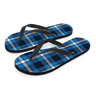 Blue Plaid Tartan Scottish Men's Flip Flops | Newhawaiianshirts DE