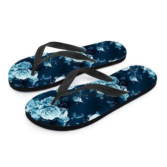 Blue Rose Floral Men's Flip Flops | Newhawaiianshirts DE