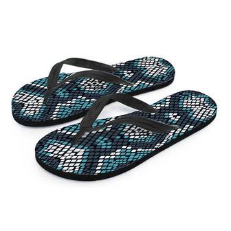 Blue Snakeskin Men's Flip Flops | Newhawaiianshirts AU