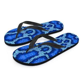 Blue Snakeskin Print Men's Flip Flops | Newhawaiianshirts