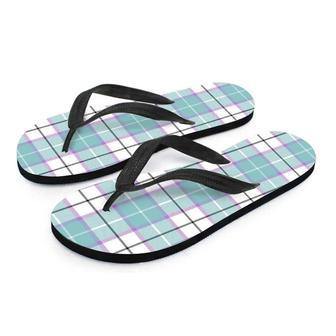 Blue Tartan Plaid Men's Flip Flops | Newhawaiianshirts DE