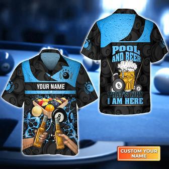 Blue Ver Eight-Ball Pool And Beer That's Why I Am Here Hawaiian Shirt, billiard team uniform, Gift For Billiard Players | Newhawaiianshirts UK