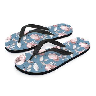 Blue Vintage Floral Print Men's Flip Flops | Newhawaiianshirts CA