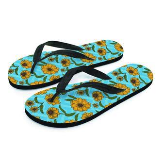 Blue Zigzag Sunflower Men's Flip Flops | Newhawaiianshirts