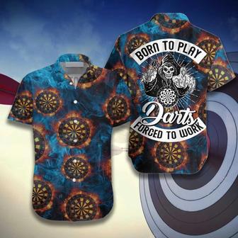 Born To Play Dart Forced To Work Hawaiian Shirt, Colorful Summer Aloha Shirt , Gift For Friend, Team, Family, Dart Lovers | Newhawaiianshirts