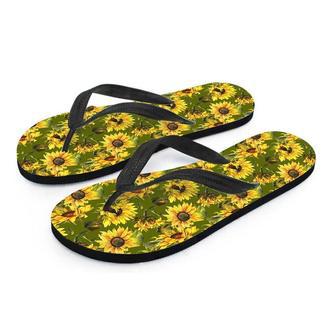 Botanical Sunflower Men's Flip Flops | Newhawaiianshirts AU