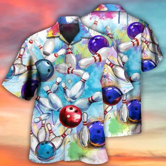 Bowling Hawaiian Shirt, Colorful Bowling Ball And Pins Hawaiian Shirt For Men Perfect Gift For Bowling Lovers, Bowlers | Newhawaiianshirts AU