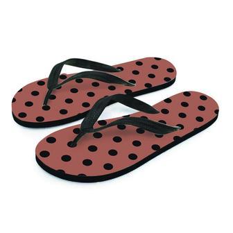 Brown And Black Polka Dot Men's Flip Flops | Newhawaiianshirts DE