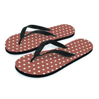 Brown And White Polka Dot Men's Flip Flops | Newhawaiianshirts