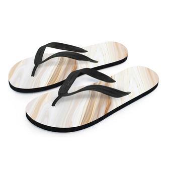 Brown Beige Marble Men's Flip Flops | Newhawaiianshirts CA