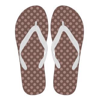 Brown Chocolate Polka Dot Pattern Print Men & Women Flip Flops | Newhawaiianshirts AU