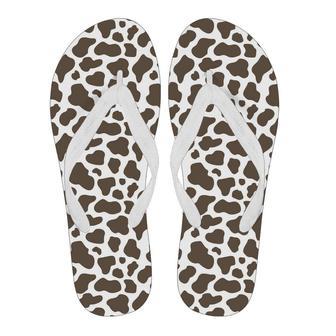 Brown Cow Pattern Print Men & Women Flip Flops | Newhawaiianshirts DE