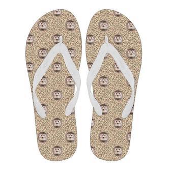 Brown Leaf Hedgehogs Pattern Print Men & Women Flip Flops | Newhawaiianshirts AU