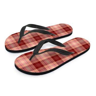 Brown Plaid Tartan Men's Flip Flops | Newhawaiianshirts DE