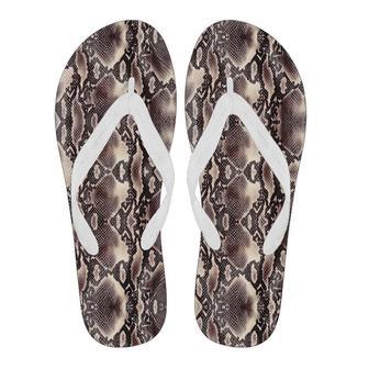 Brown Snakeskin Python Skin Pattern Print Men & Women Flip Flops | Newhawaiianshirts DE