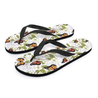 Butterfly Floral Print Men's Flip Flops | Newhawaiianshirts UK