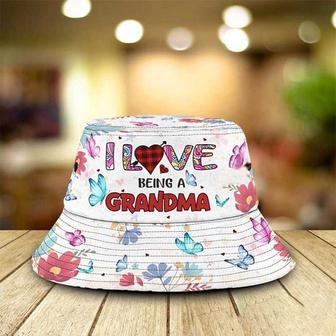 Butterfly Flowers I Love being a Grandma Bucket Hat, Gift for Mimi, Nana Bucket Hat | Newhawaiianshirts AU