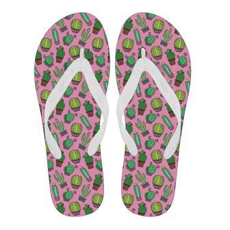 Cactus Pink Pattern Print Men & Women Flip Flops | Newhawaiianshirts DE