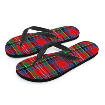 Caledonia Red Plaid Tartan Men's Flip Flops | Newhawaiianshirts CA