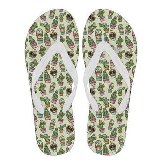 Cartoon Cactus Pattern Print Men & Women Flip Flops | Newhawaiianshirts