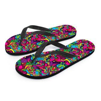 Cat Hippie Psychedelic Men's Flip Flops | Newhawaiianshirts CA