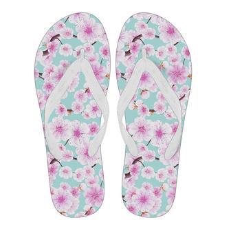 Cherry Blossom Sakura Blue Men & Women Flip Flops | Newhawaiianshirts AU