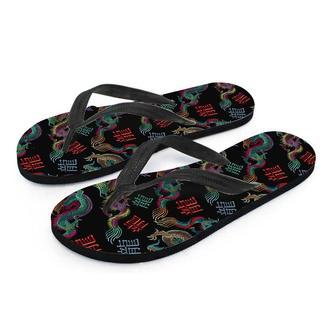 Chinese Dragon Character Print Men's Flip Flops | Newhawaiianshirts