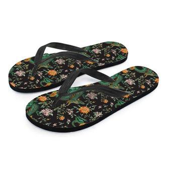 Chinese Green Dragon Print Men's Flip Flops | Newhawaiianshirts DE