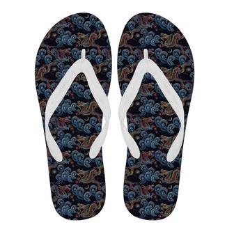 Chinese Wave Dragon Pattern Print Men & Women Flip Flops | Newhawaiianshirts