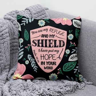 Christian Throw Pillow, Faith Pillow, Jesus Pillow, Psalm 119:114 Bible Verse Pillow - You Are My Refuge And My Shield - Monsterry AU