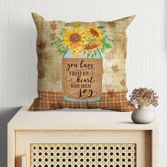 Christian Throw Pillow, Faith Pillow, Jesus Pillow, Bible Verse Pillow, Psalm 4:7 Pillow - You Have Filled My Heart With Great Joy - Monsterry