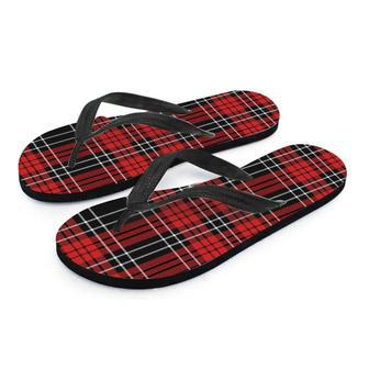 Christmas Red Plaid Scottish Men's Flip Flops | Newhawaiianshirts UK