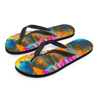 Colorful Abstract Tie Dye Men's Flip Flops | Newhawaiianshirts