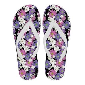 Colorful Daisy Pattern Print Men & Women Flip Flops | Newhawaiianshirts CA