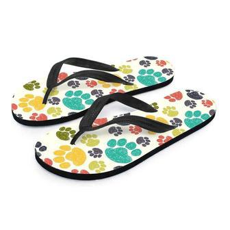 Colorful Doodle Paw Men's Flip Flops | Newhawaiianshirts CA