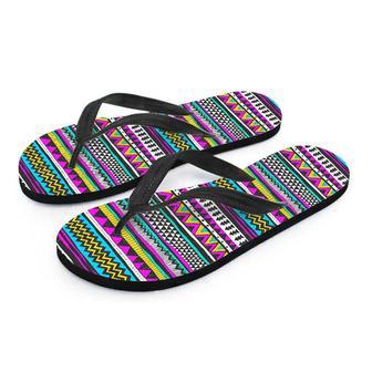 Colorful Indian Aztec Doodle Triangles Men's Flip Flops | Newhawaiianshirts DE