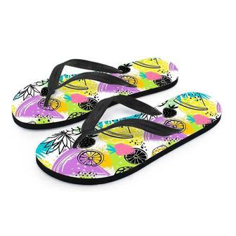 Colorful Mix Fruit Pineapple Hawaiian Print Men's Flip Flops | Newhawaiianshirts CA