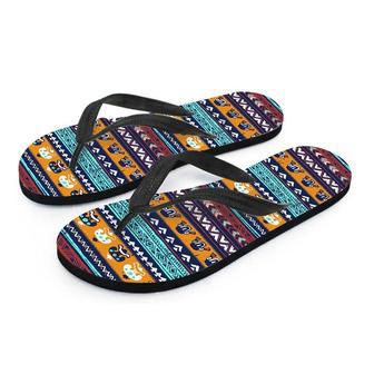 Colorful Neon Ethic Aztec Maya Print Men's Flip Flops | Newhawaiianshirts