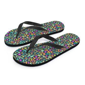 Colorful Neon Leopard Men's Flip Flops | Newhawaiianshirts AU