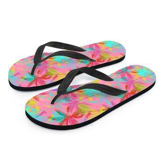 Colorful Palm Tree Hawaiian Print Men's Flip Flops | Newhawaiianshirts DE